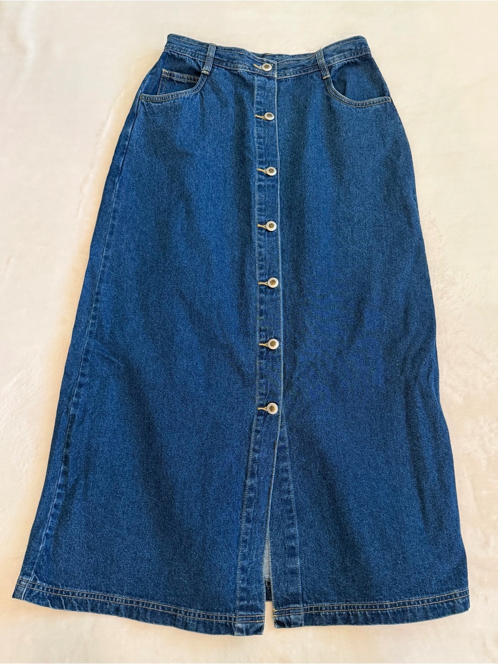 Vintage Just Blu Jeans Denim Maxi Skirt Size 6 Button Front 90s Y2K